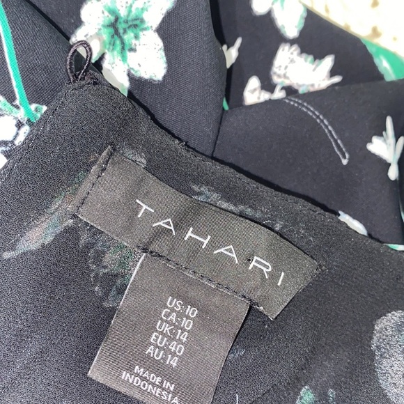 Tahari black floral pant jumpsuit; size 10 - Picture 6 of 8